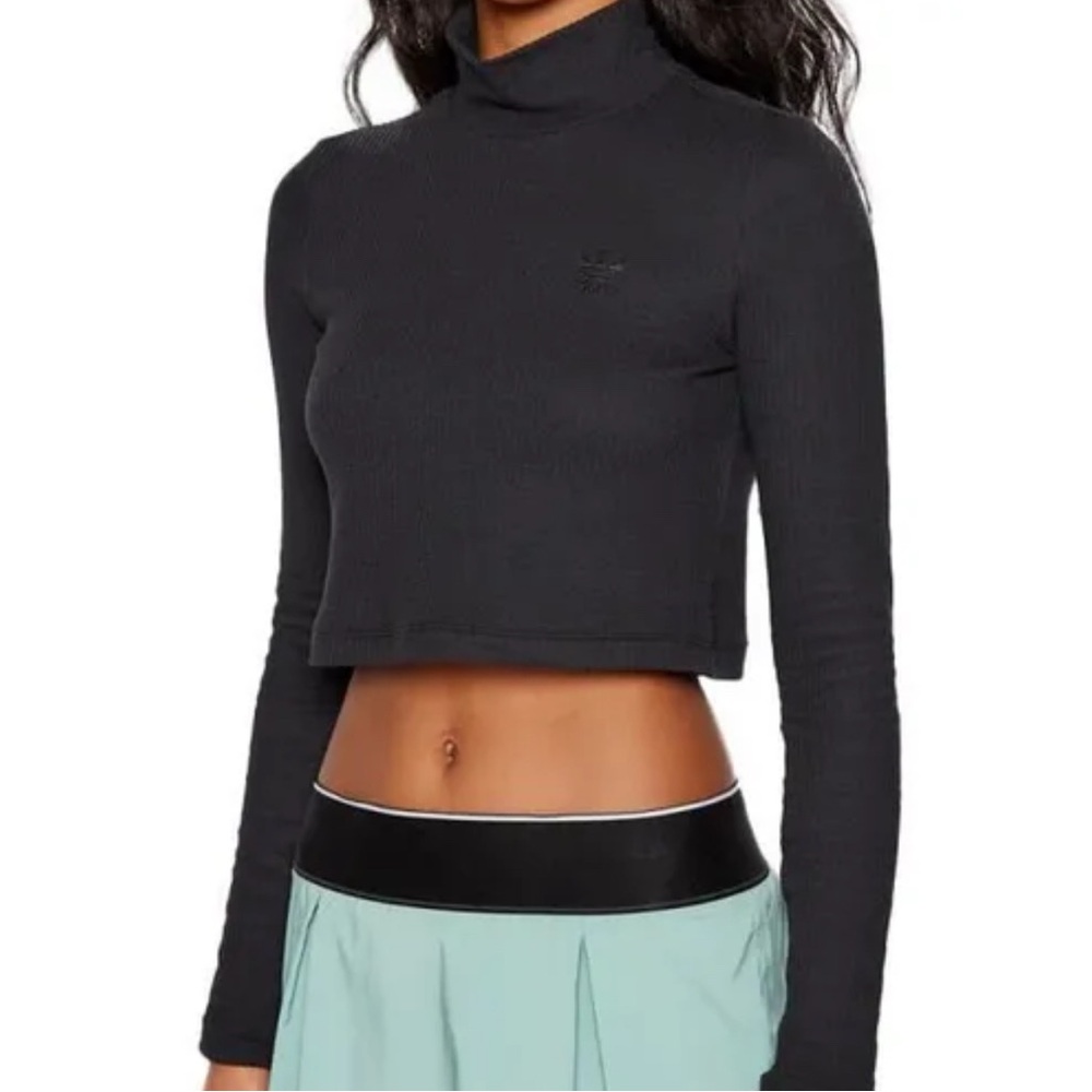 Adidas Black Turtleneck Long Sleeve Crop Top